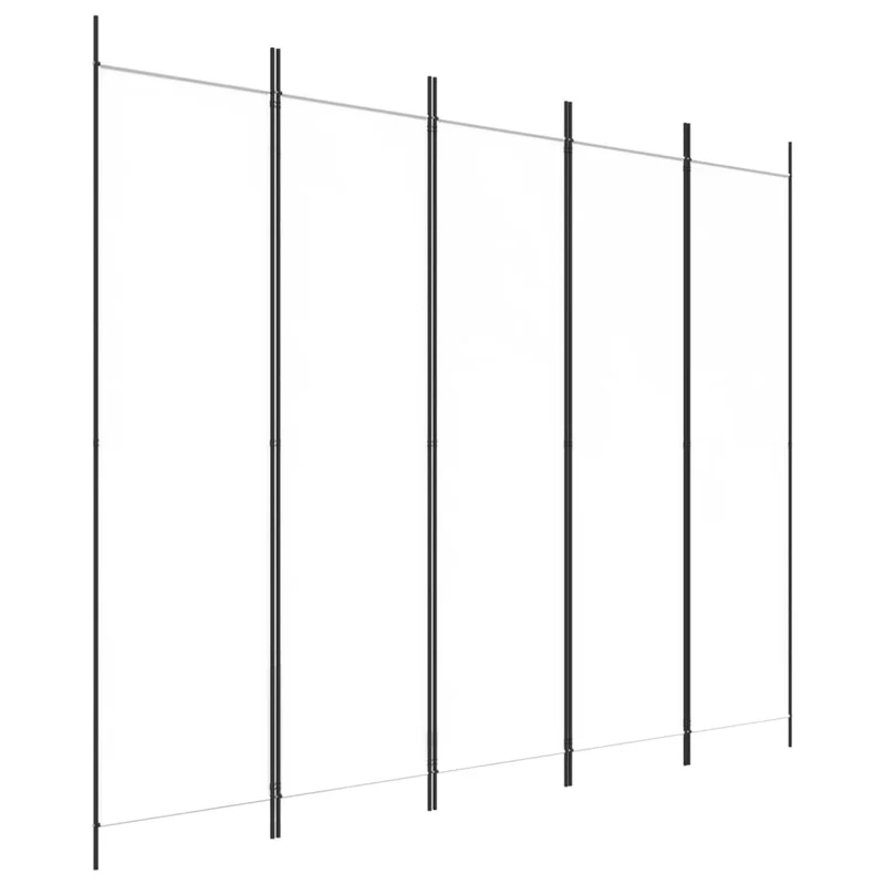 Paravent séparateur de pièce cloison 5 panneaux 250 x 200 cm en tissu blanc et fer DEC030947