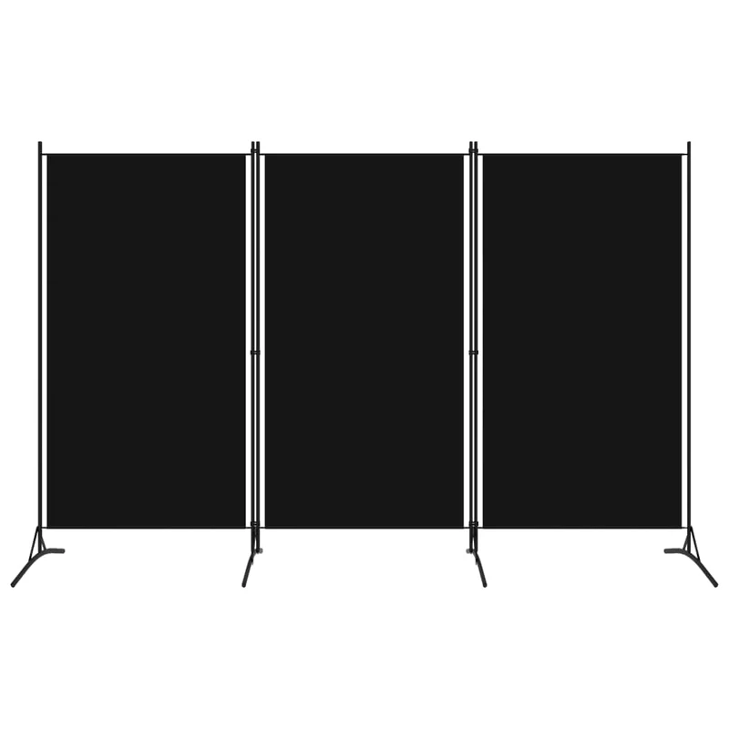 Séparateur de pièce cloison 3 panneaux 260 x 180 cm tissu noir et fer DEC030801