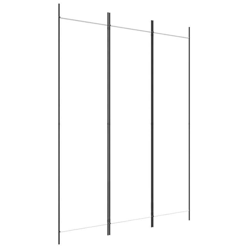 Paravent séparateur de pièce cloison 3 panneaux 150 x 200 cm tissu blanc et fer DEC030741