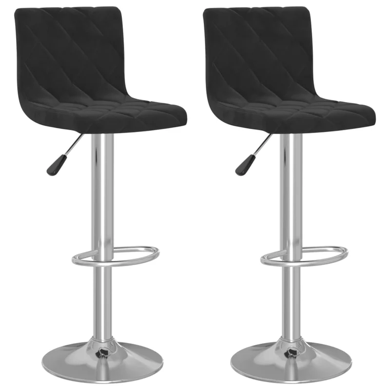 Lot de 2 tabourets de bar chaises hautes assise en losange en velours noir cadre en acier DEC029825