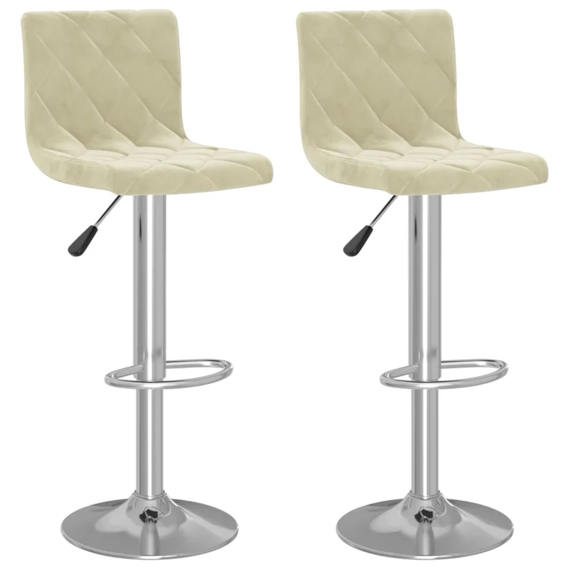 Lot de 2 tabourets de bar chaises hautes en velours crème cadre en acier DEC029666