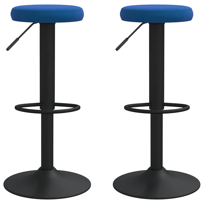 Lot de 2 tabourets de bar chaises hautes hauteur réglable en velours bleu et aier noir DEC029633