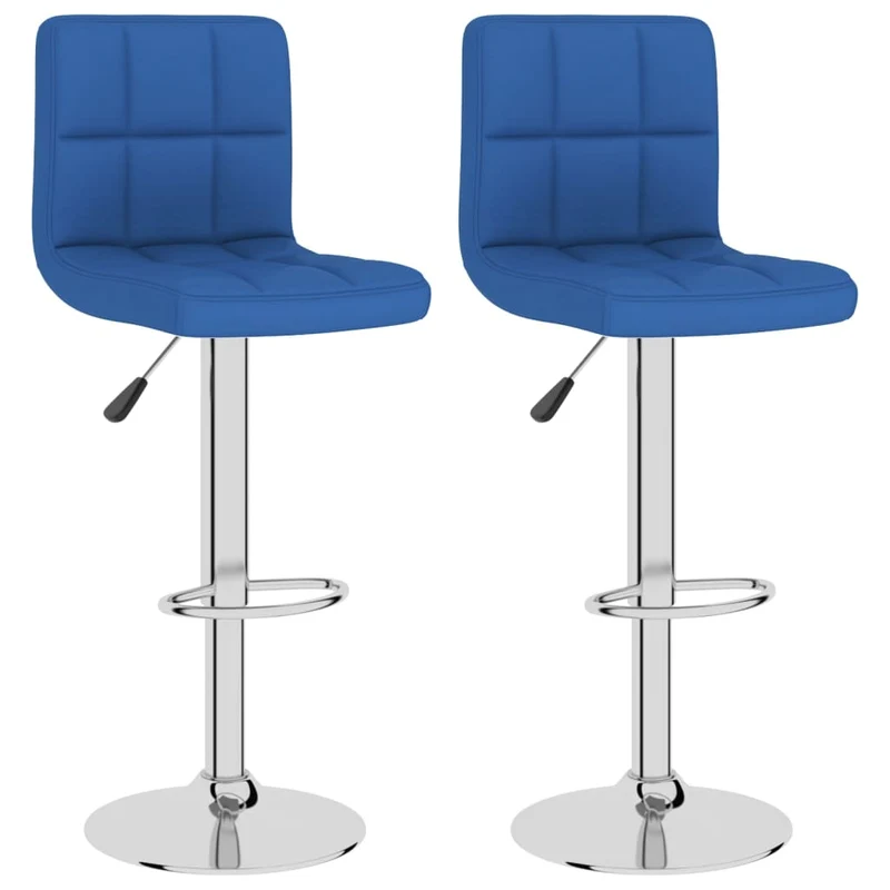 Lot de 2 tabourets de bar chaises hautes en tissu bleu base en acier DEC029621