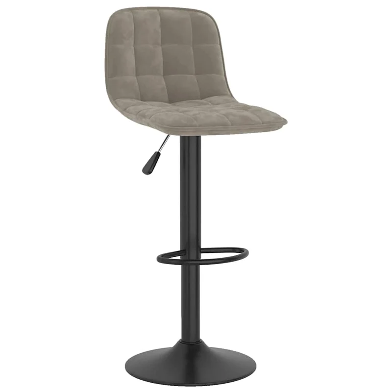 Tabouret de bar x1 chaise haute avec dossier en velours gris clair et acier noir DEC029477