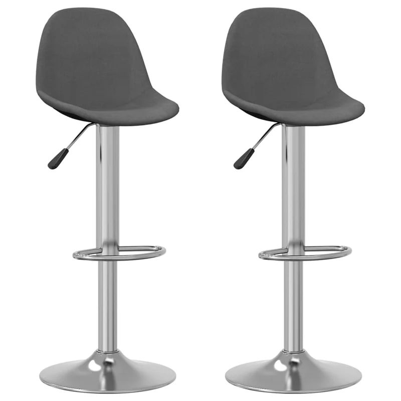 Lot de 2 tabourets de bar chaises hautes avec repose-pieds en tissu gris foncé et acier DEC029708