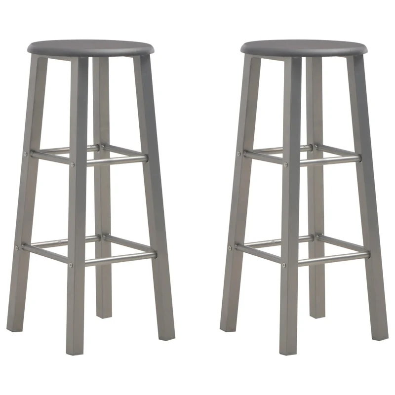 Lot de 2 tabourets de bar chaises hautes en mdf anthracite cadre en acier DEC029604