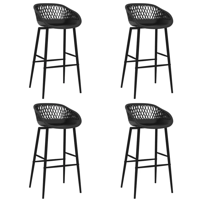 Tabourets de bar x4 chaises haute en PP et métal noir aspect de maille DEC029422