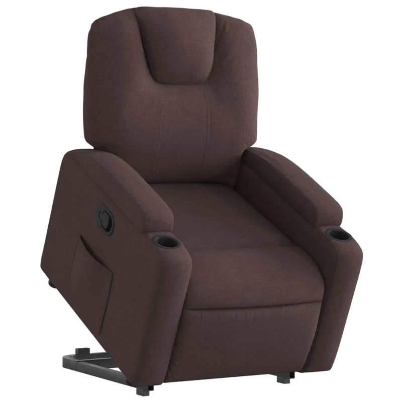 Fauteuil relax TV rembourrage confortable fonction de levage électrique en tissu marron foncé DEC028010