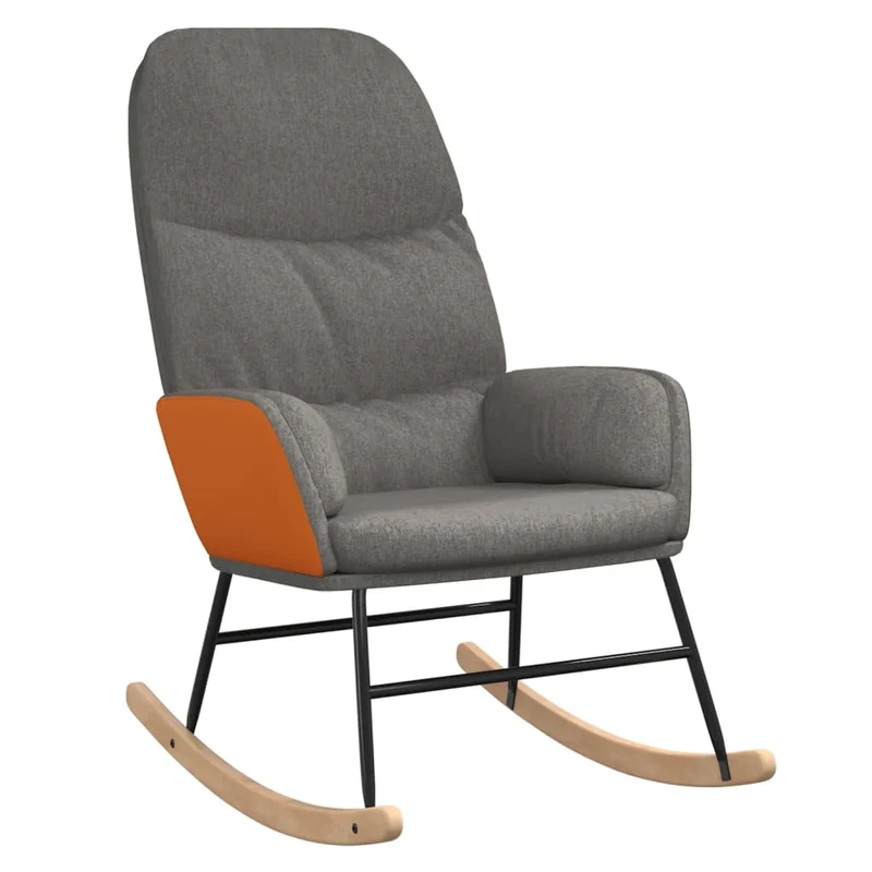 Fauteuil à bascule rembourré relax pour salon en tissu gris clair PVC orange DEC028954