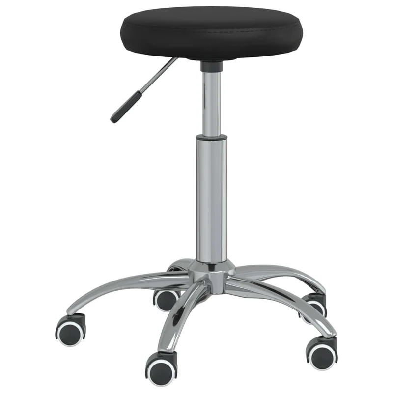 Tabouret de travail sur roulettes hauteur réglable cadre en acier siège en PVC noir DEC025049