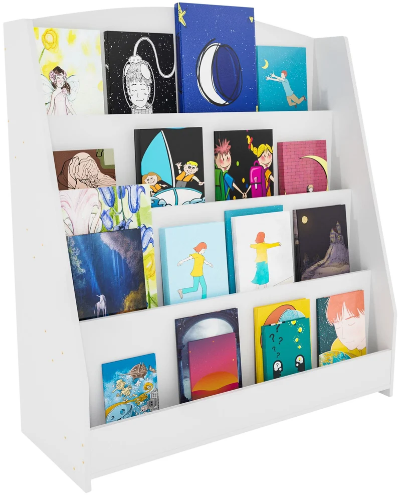 Bibliothèque étagère pour enfant 4 étagères 88x80x30 cm en MDF blanc 10_0003497