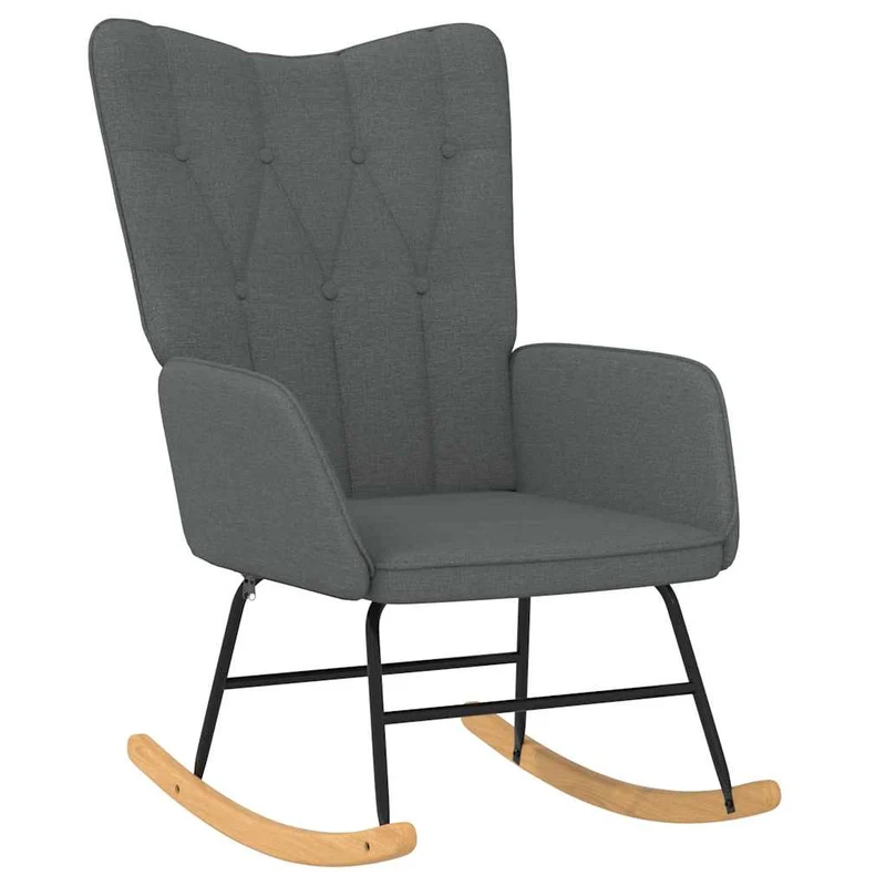 Fauteuil à bascule d'allaitement rembourré relax pour salon en tissu gris foncé DEC028985