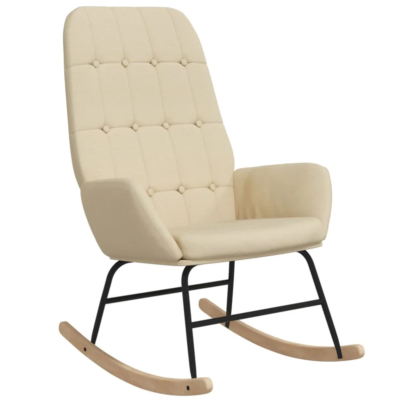 Fauteuil à bascule d'allaitement rembourré relax pour salon en tissu crème DEC028911
