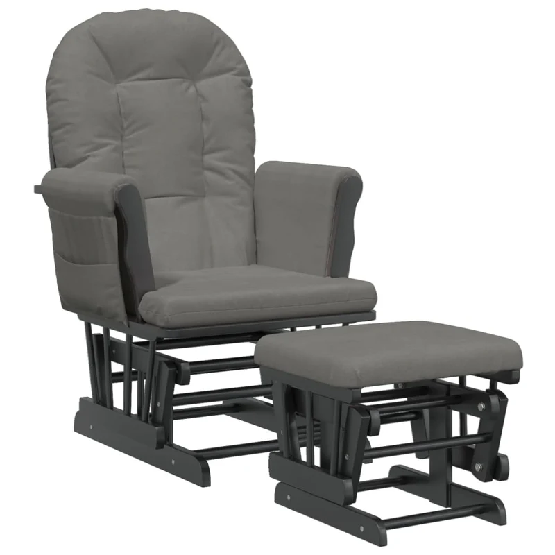 Fauteuil de relaxation chaise berçante d'allaitement avec repose-pieds en tissu gris DEC028743