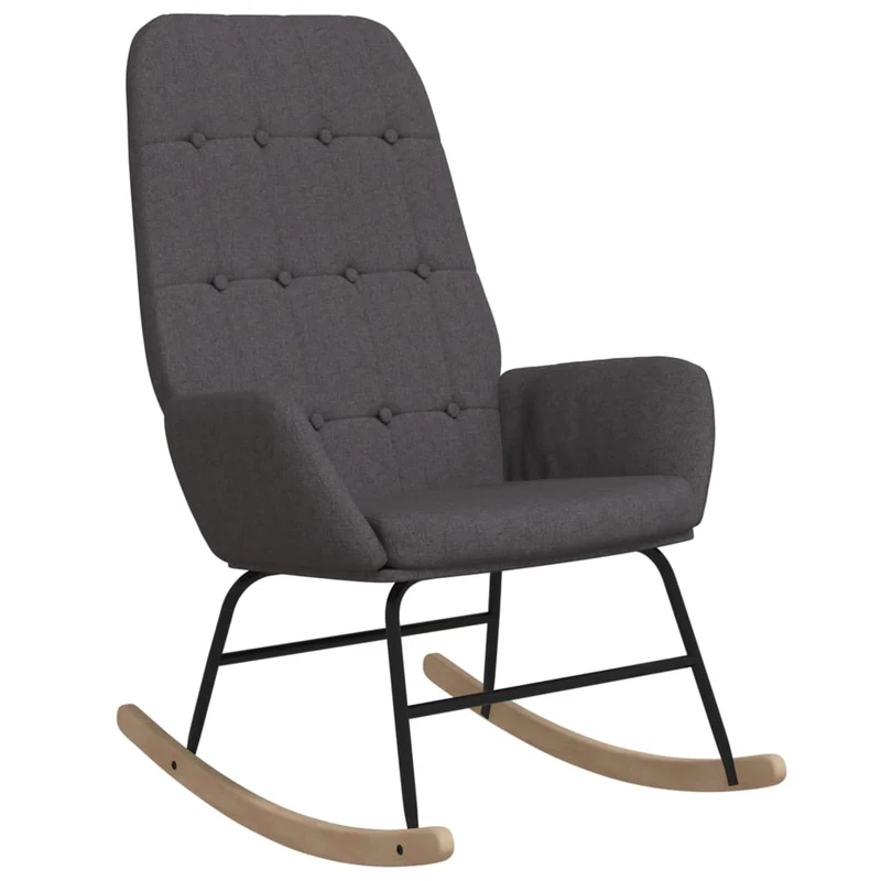 Fauteuil à bascule d'allaitement rembourré relax pour salon en tissu gris foncé DEC028983