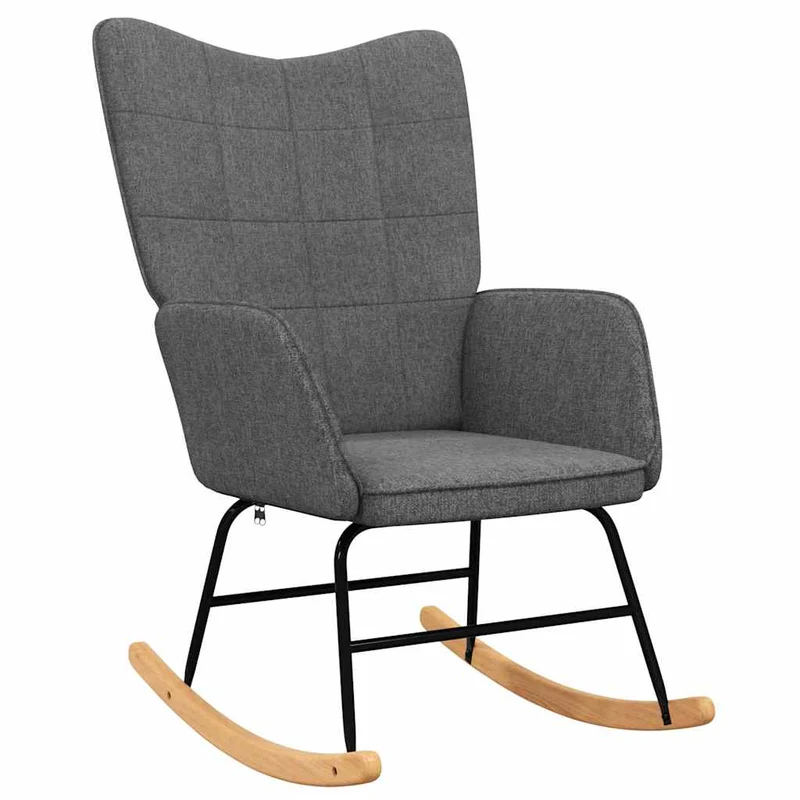 Fauteuil à bascule d'allaitement rembourré relax pour salon en tissu gris foncé DEC028980