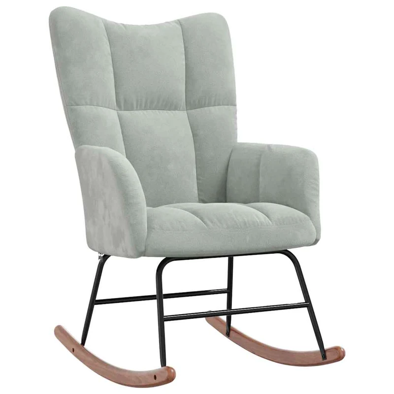 Fauteuil à bascule d'allaitement rembourré relax pour salon en velours gris clair DEC028970