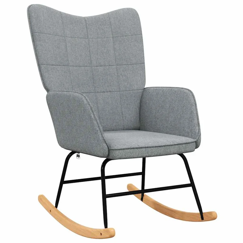 Fauteuil à bascule d'allaitement rembourré relax pour salon en tissu gris clair DEC028960