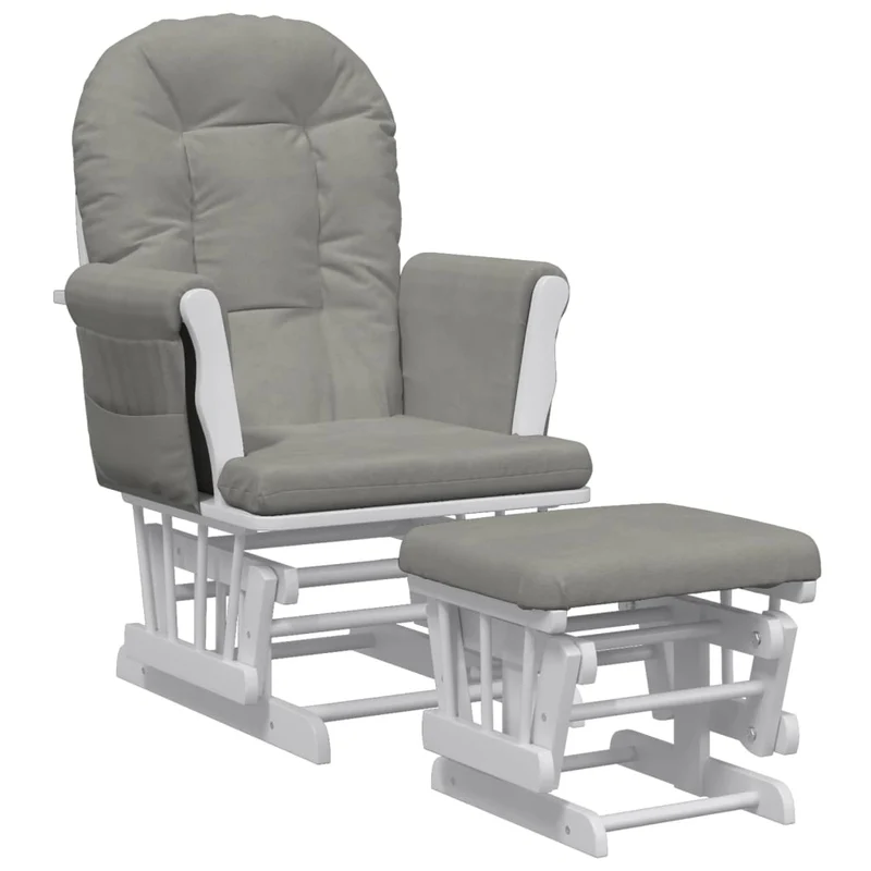 Fauteuil de relaxation chaise berçante d'allaitement avec repose-pieds et tissu gris clair DEC028738