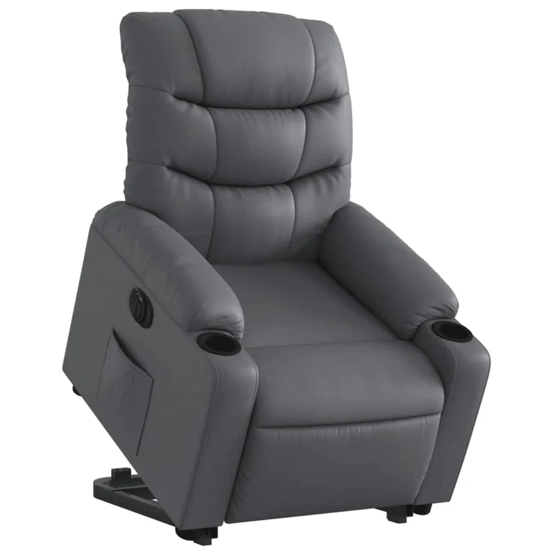 Fauteuil relax TV fonction de levage électrique très confortable en PVC gris DEC028379