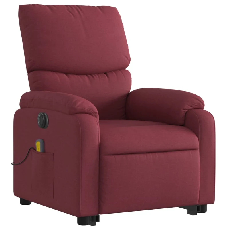 Fauteuil de relaxation fonction massage et inclinable levage électrique en tissu rouge bordeaux DEC027845