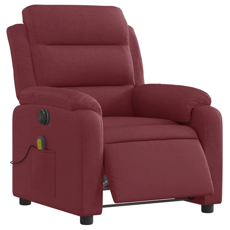 Fauteuil de relaxation TV fonction massage inclinable électrique en tissu rouge bordeaux DEC027257