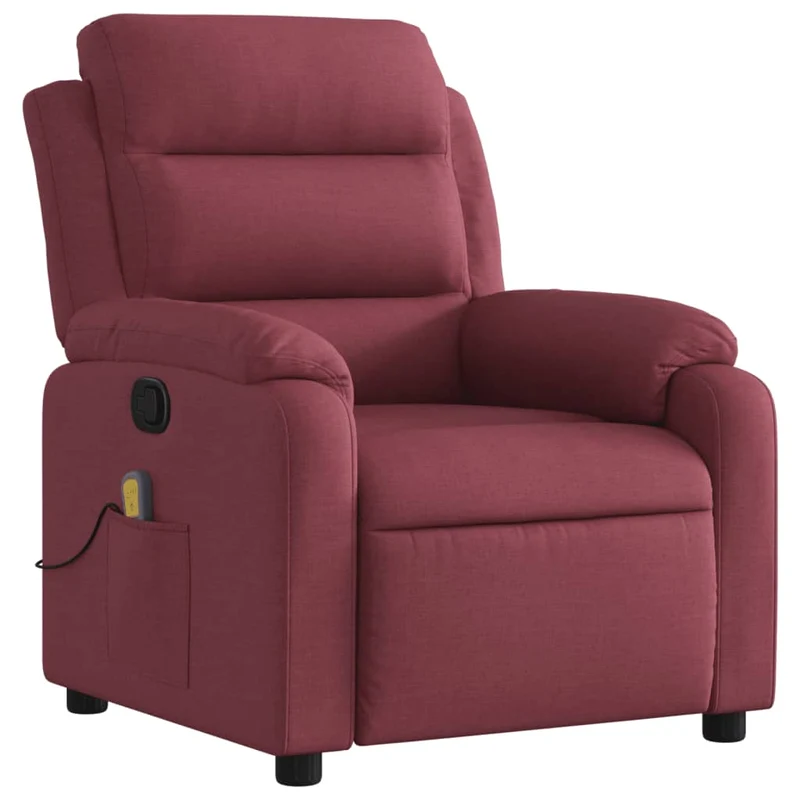 Fauteuil de relaxation TV fonction massage inclinable inclinaison manuelle en tissu rouge bordeaux DEC027097