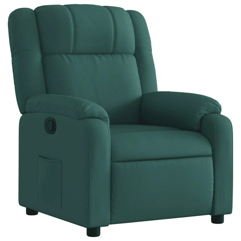 Fauteuil relax TV rembourrage confortable fonction d'inclinaison manuelle en tissu vert foncé DEC028211