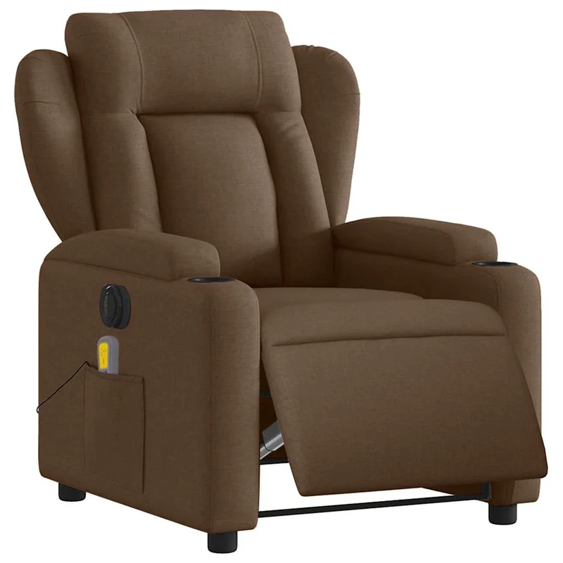 Fauteuil de relaxation fonction massage et inclinable inclinaison électrique en tissu marron DEC027793