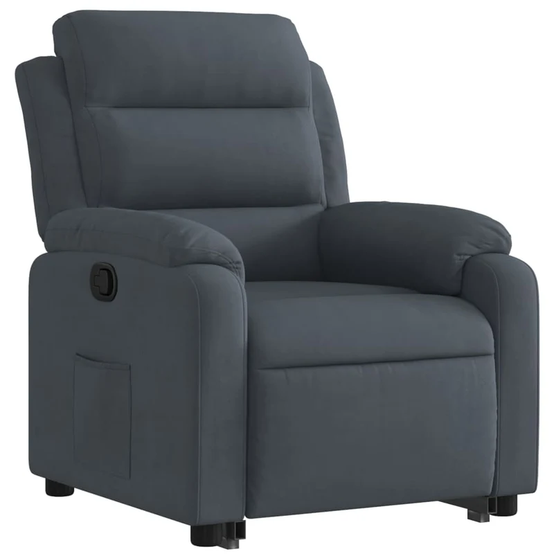 Fauteuil relax TV rembourrage confortable fonction de levage électrique en velours gris foncé DEC027966