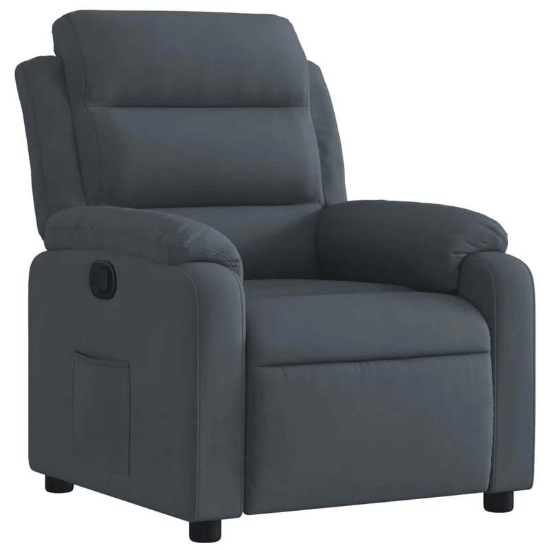 Fauteuil relax TV rembourrage confortable fonction d'inclinaison manuelle en velours gris foncé DEC027964