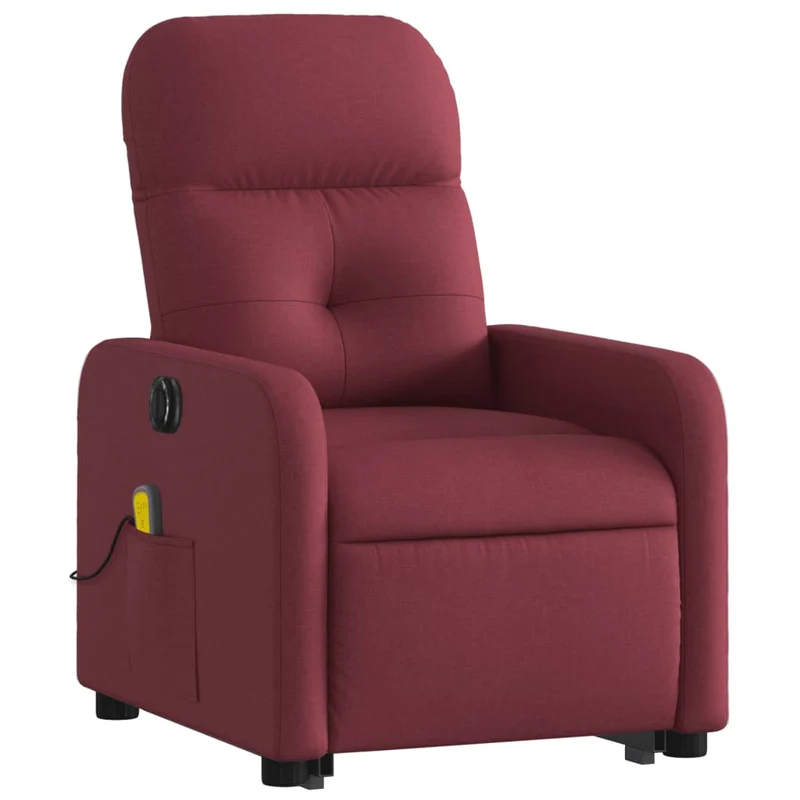 Fauteuil de relaxation fonction massage et inclinable levage électrique en tissu rouge bordeaux DEC027851
