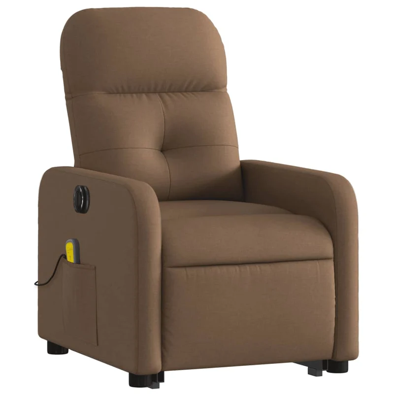 Fauteuil de relaxation fonction massage et inclinable levage électrique en tissu marron DEC027792