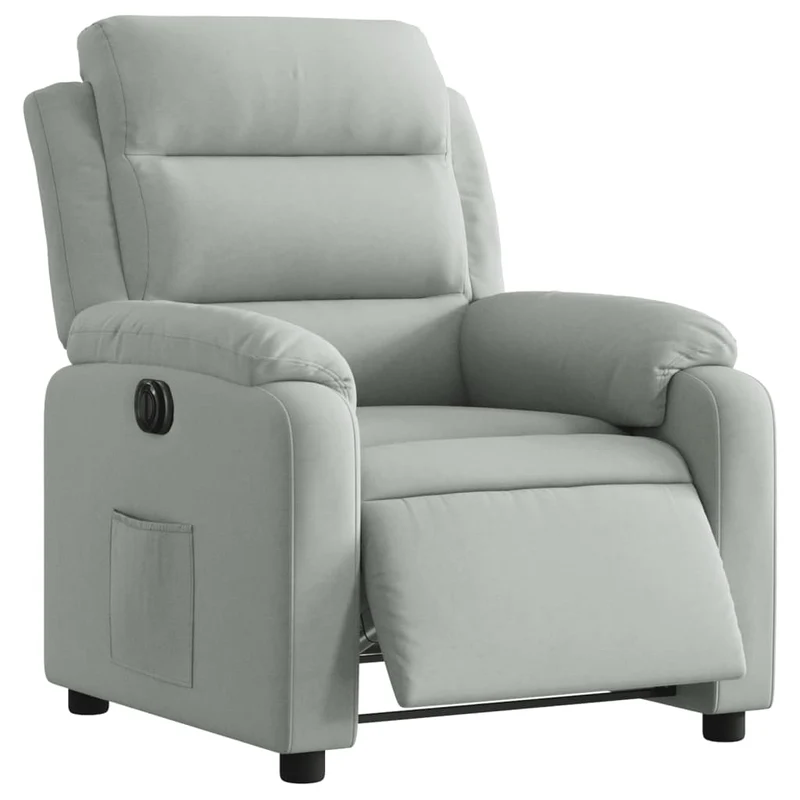 Fauteuil relax TV fonction d'inclinaison électrique très confortable en velours gris clair DEC028333