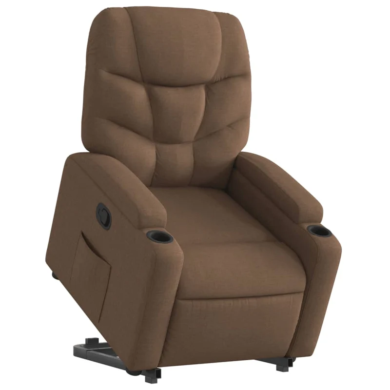 Fauteuil relax TV rembourrage confortable fonction de levage électrique en tissu marron DEC028057