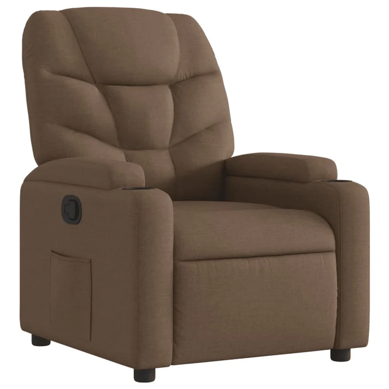 Fauteuil relax TV rembourrage confortable fonction d'inclinaison manuelle en tissu marron DEC028050
