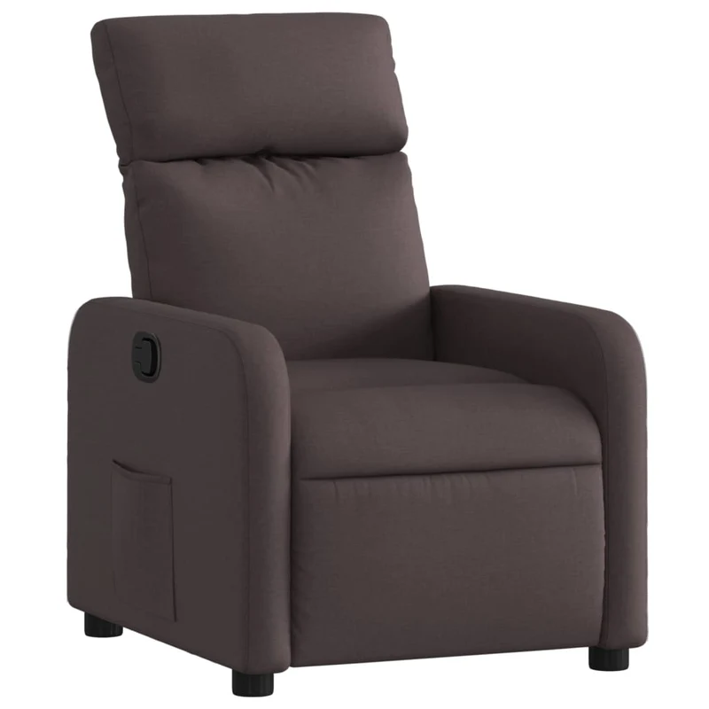 Fauteuil relax TV rembourrage confortable fonction d'inclinaison manuelle en tissu marron foncé DEC028005