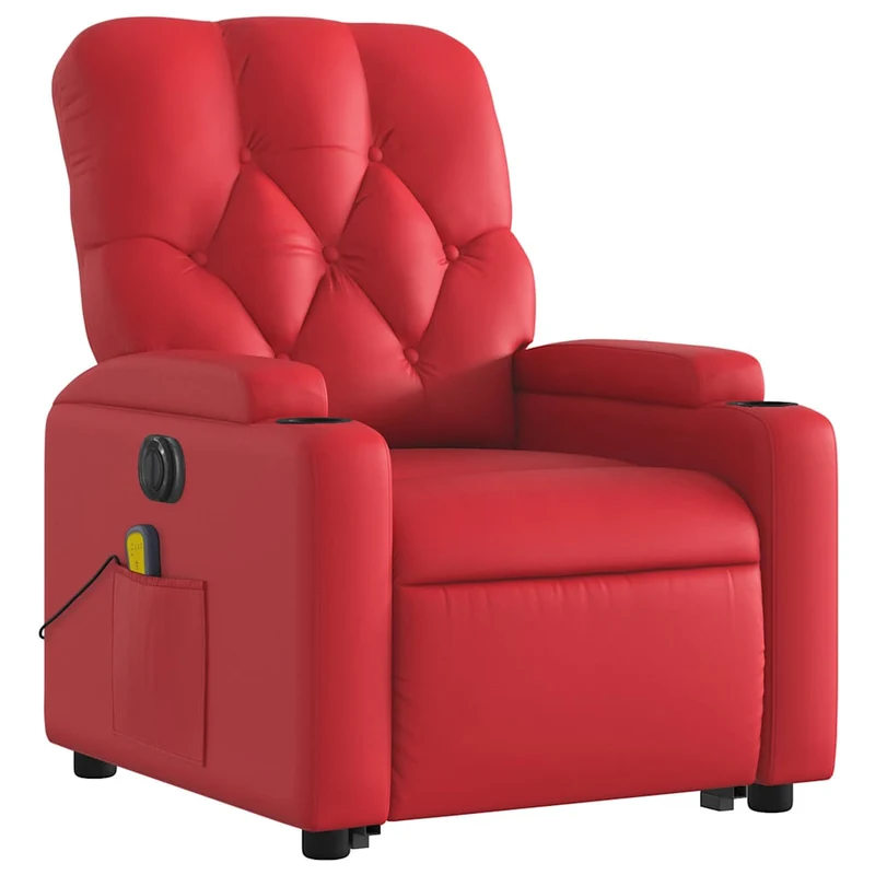 Fauteuil de relaxation fonction massage et inclinable fonction de levage électrique en PVC rouge DEC027857