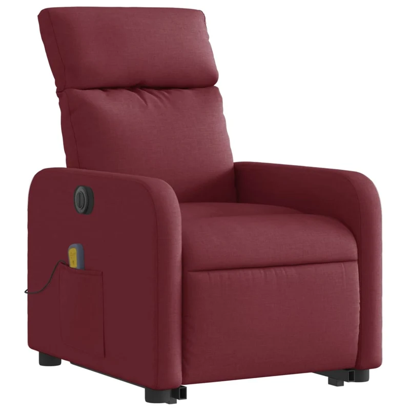 Fauteuil de relaxation fonction massage et inclinable en tissu rouge bordeaux DEC027846