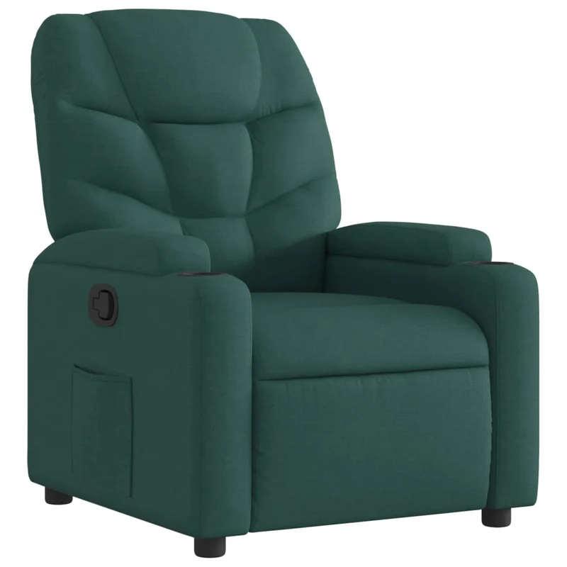 Fauteuil relax TV rembourrage confortable fonction d'inclinaison manuelle en tissu vert foncé DEC028224