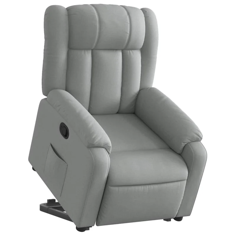 Fauteuil relax TV rembourrage confortable fonction de levage électrique en tissu gris clair DEC027910