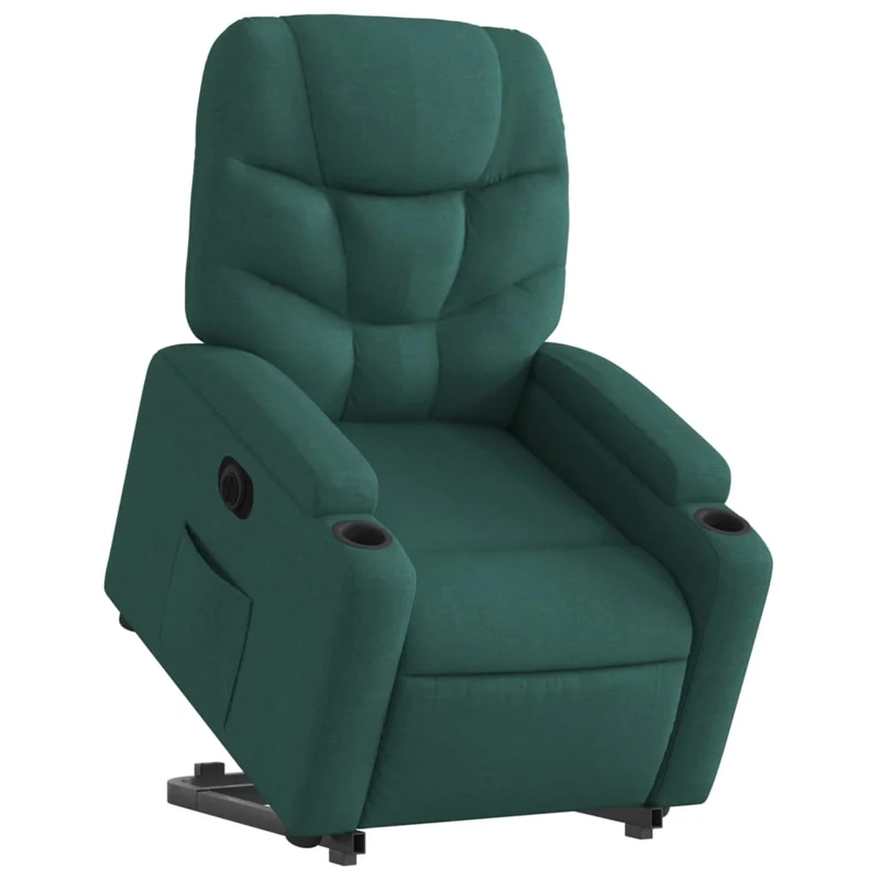 Fauteuil relax TV fonction de levage électrique très confortable en tissu vert foncé DEC028591