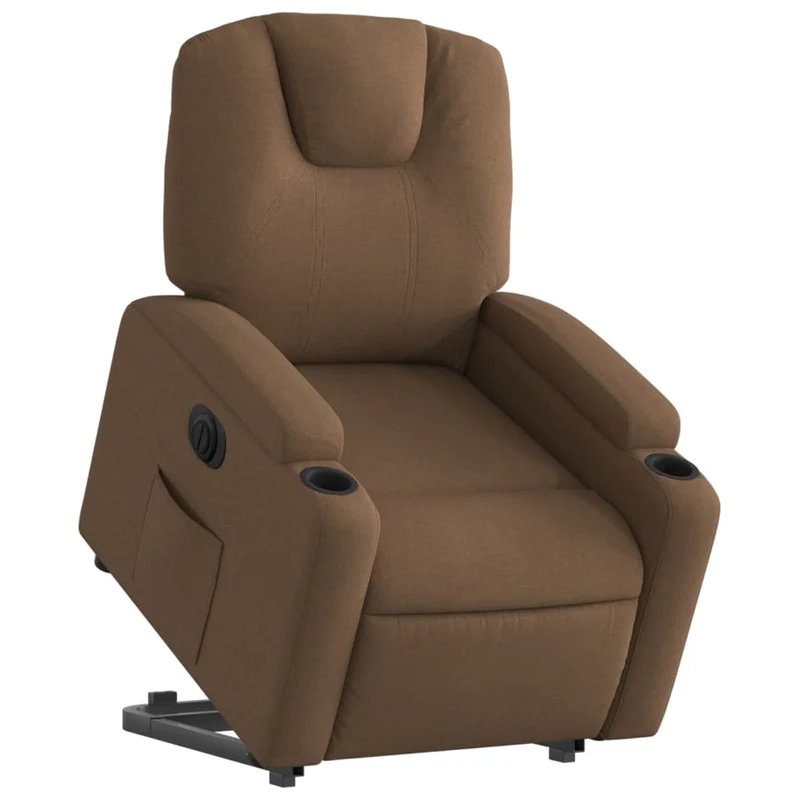Fauteuil relax TV fonction de levage électrique très confortable en tissu marron DEC028437