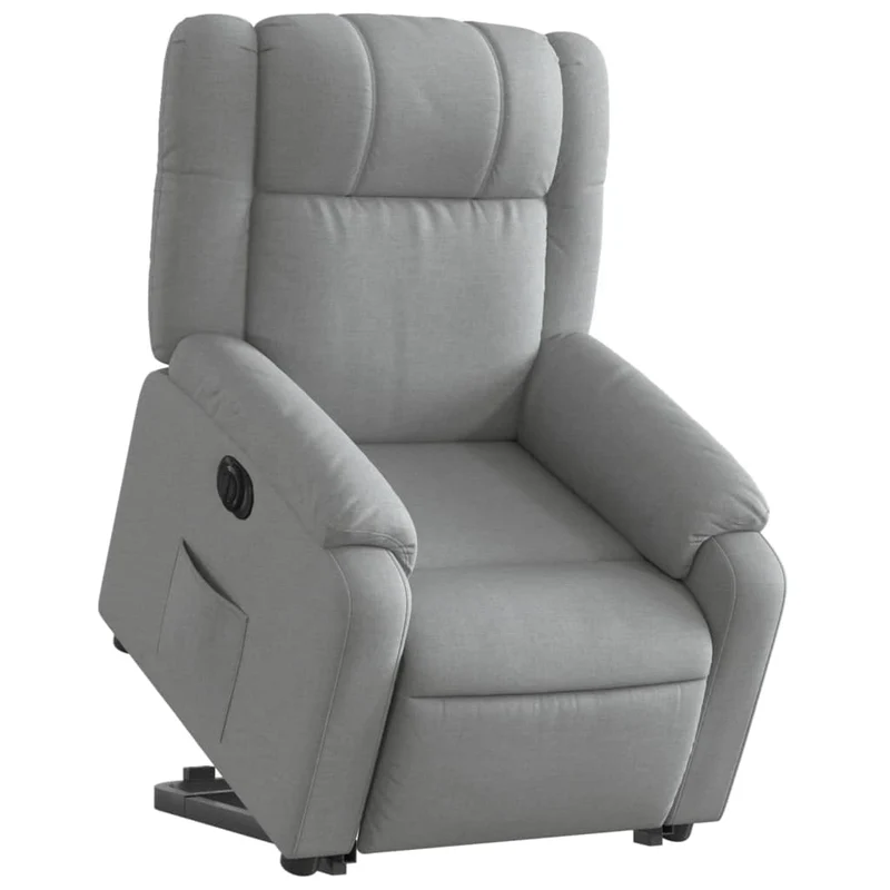 Fauteuil relax TV fonction de levage électrique très confortable en tissu gris clair DEC028316