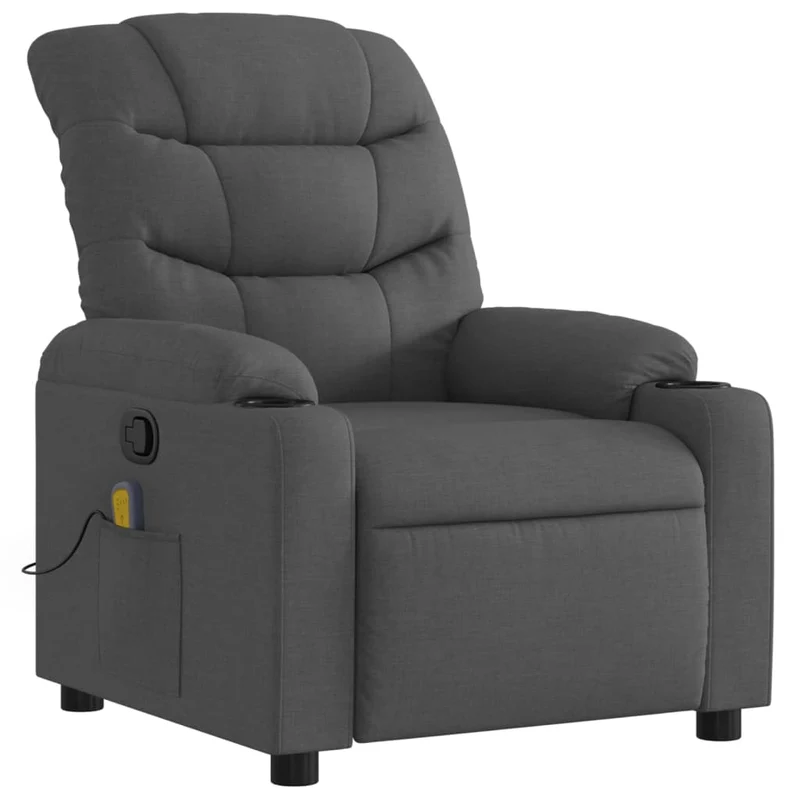 Fauteuil de relaxation TV fonction d'inclinaison manuelle en tissu gris foncé DEC026958