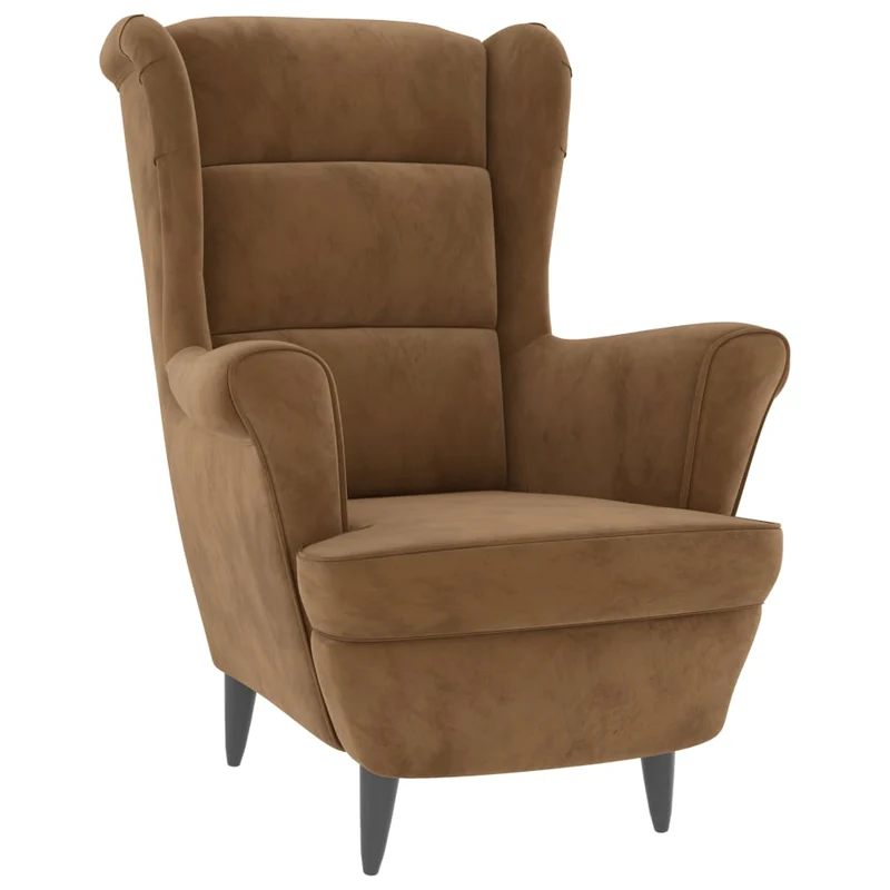 Fauteuil lounge extra confort design et moderne en velours marron DEC028645