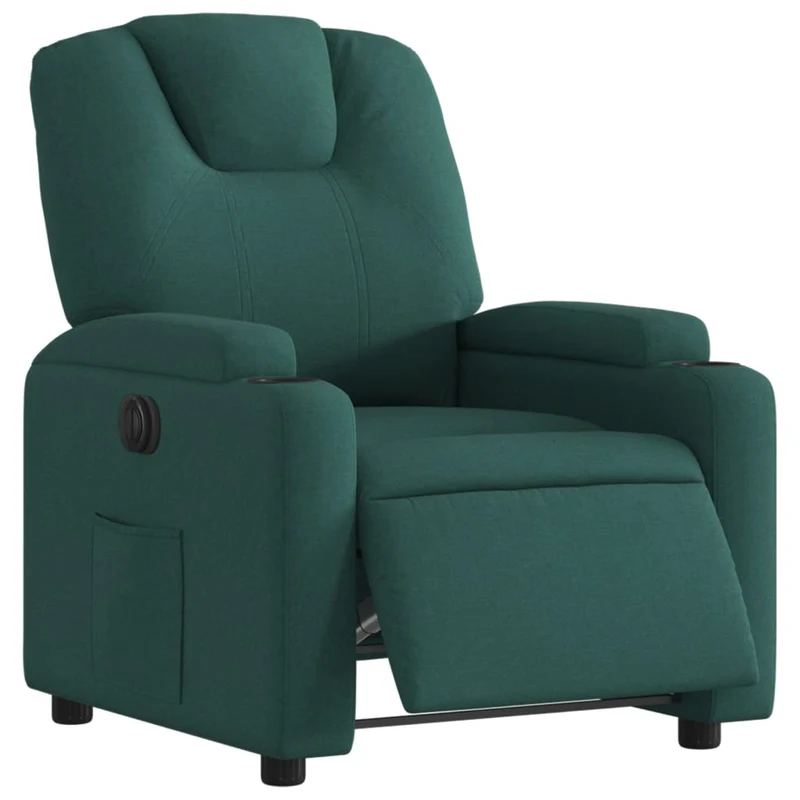 Fauteuil relax TV fonction d'inclinaison électrique très confortable en tissu vert foncé DEC028599