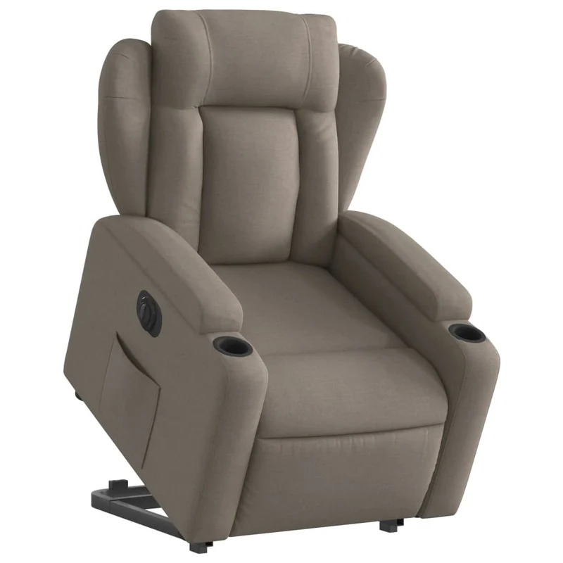Fauteuil relax TV fonction de levage électrique très confortable en tissu taupe DEC028574