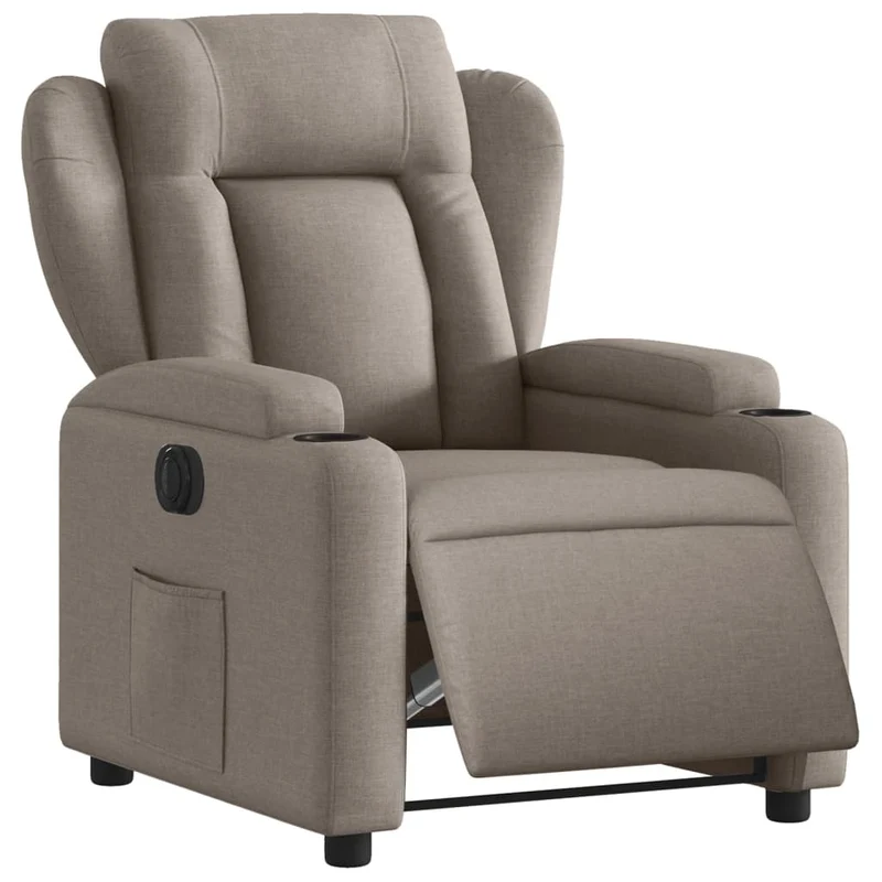 Fauteuil relax TV fonction d'inclinaison électrique très confortable en tissu taupe DEC028571