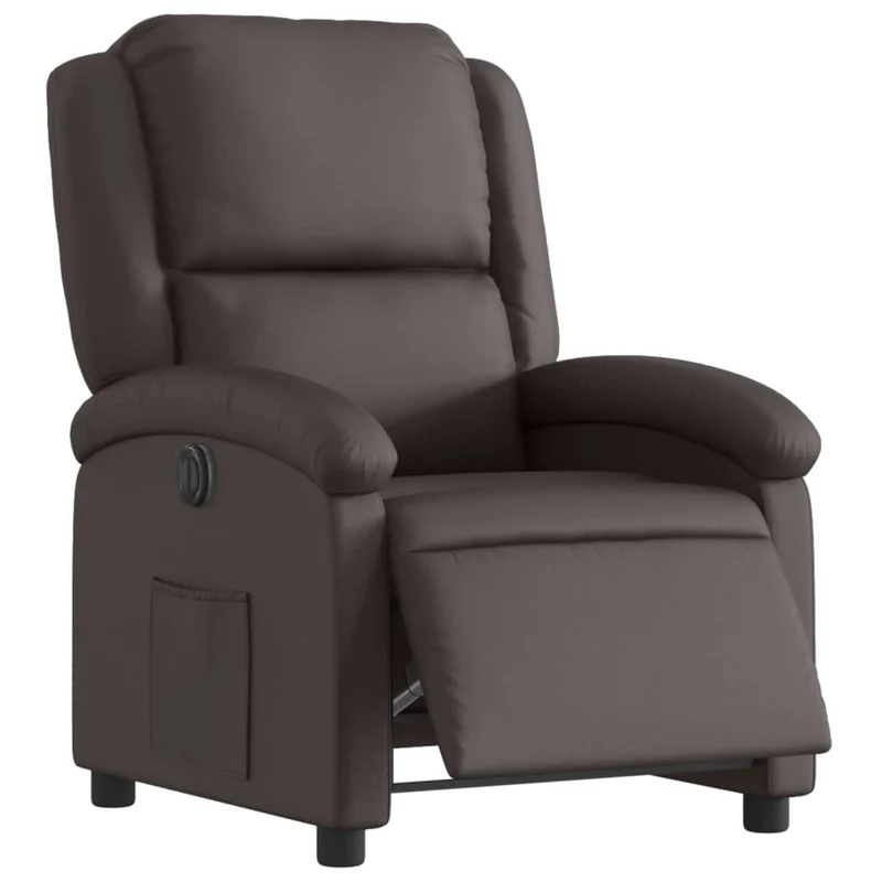 Fauteuil relax TV fonction d'inclinaison électrique très confortable en cuir véritable marron DEC028397